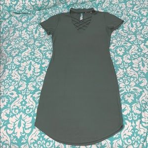 Olive green ribbed form fitting dress